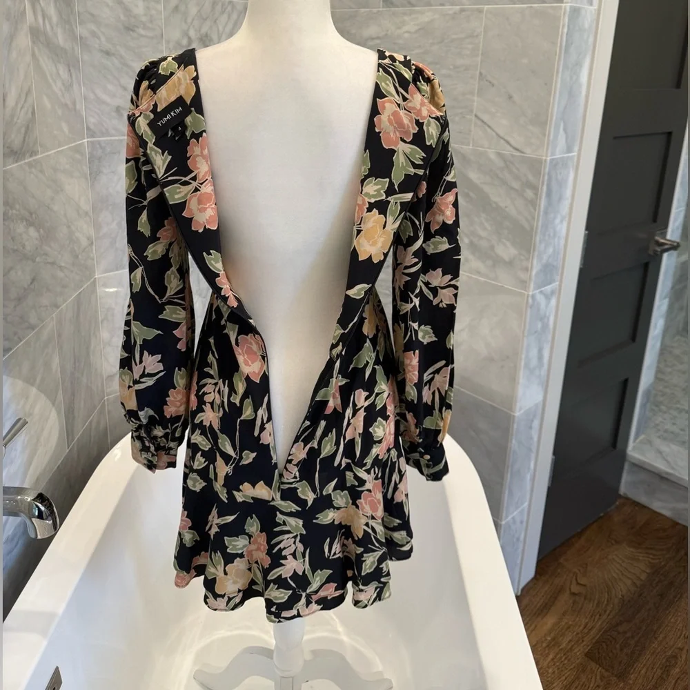 Yumi Kim Hey Jude Dress Size 4 Haze Night Black Floral Long Sleeve Mini Revolve - Picture 11 of 13